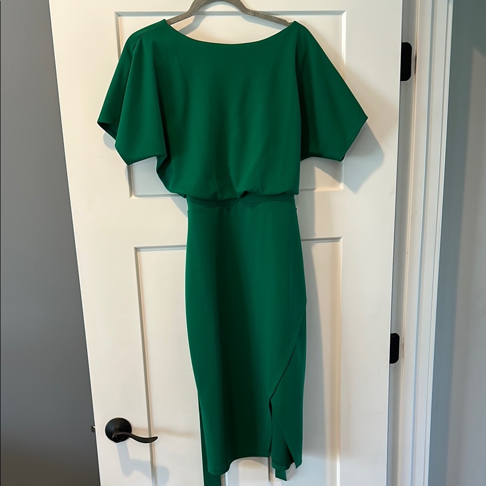Kensie Emerald Green Sheath Dress Asymmetrical Neckline
